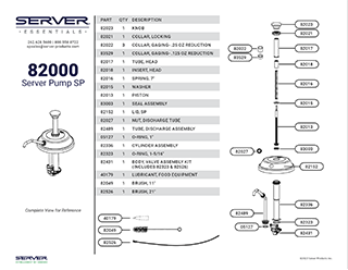 SST SP Pump 82000 | Parts List